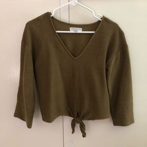 Olive green Madewell tie-front blouse